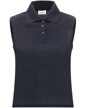 Saint Laurent Cassandre Piqué Polo - Blue