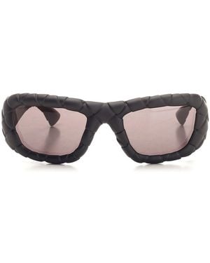 Bottega Veneta Rectangular Sunglasses Intrecciato - Gray