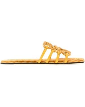 Loewe Paula's Ibiza Pastel Canvas Paula S Ibiza Petal Anagram Slippers - Orange