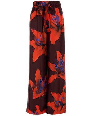 McQueen Floral Print Pants - Red