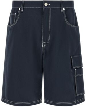 Fendi Bermuda Cargo Canvas Shorts - Blue
