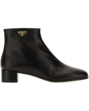 Prada Nappa Leather Ankle Boots - Black