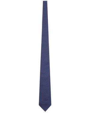 Kiton Fabric Tie With Micro Geometric Pattern - Blue