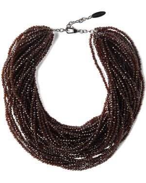 Brunello Cucinelli Sterling Beaded Necklace - Brown