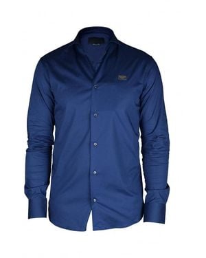 Philipp Plein Diamond Cut Ls Iconic Shirt - Blue
