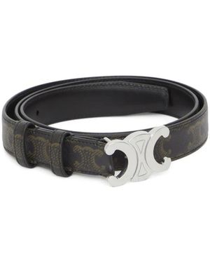 Celine Triomphe Leather Belt - Black