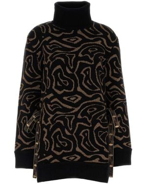 PUCCI Embroidered Polyester Blend Oversize Sweater - Black