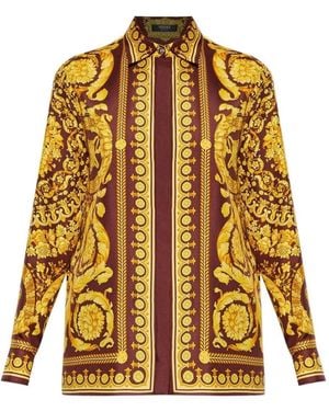 Versace Baroque Silk Shirt - Yellow