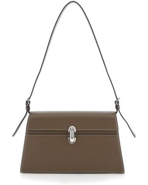 SAVETTE 'Simmetry' Shoulder Bag With Top Strap And Twist Lock Closure - Metallic