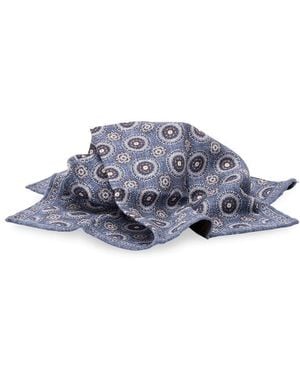 Brunello Cucinelli Silk Pocket Square - Blue