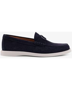 Dior Granville Suede Loafers With Iconic Monogram - Blue