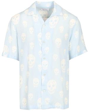 McQueen Mcqueen Printed Crepe De Chine Shirt - White