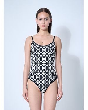 Moncler Printed Swimsuit - White