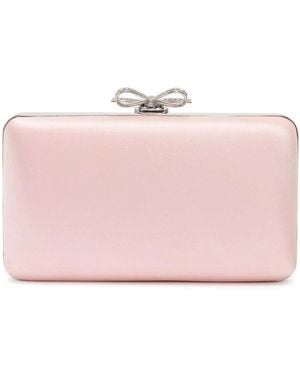 Self-Portrait Satin Clutch With Jewel Details - Pink