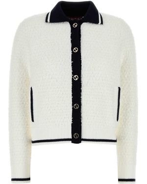 【送料&関税込】Gucci Midnight Blue Stretch Crochet Cardigan Gucci Midnight Stretch Crochet Cardigan in Blue | Lyst