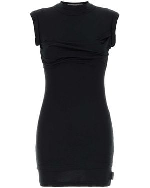 alexander wang fit and flare mini dress emerald green Alexander Wang Velvet Fit and Flare Mini Dress in Black