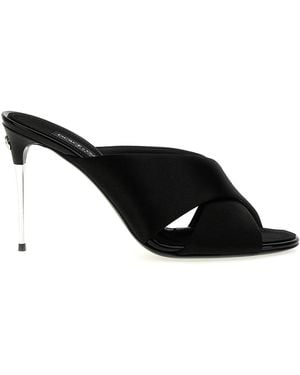 Dolce & Gabbana Elegant Satin Sandals With Back Monogram - Black