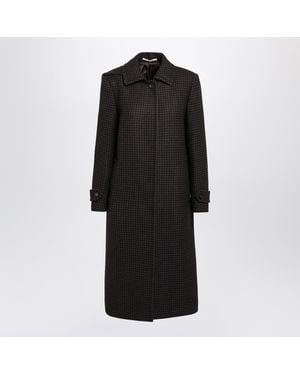 Tagliatore Single-Breasted/ Houndstooth Wool Coat - Black