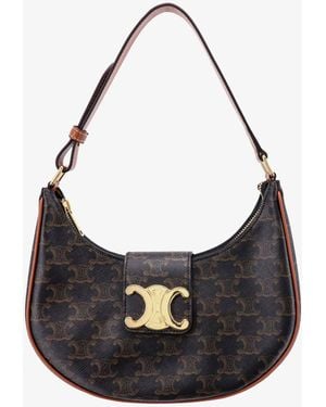 Celine Ava Medium Triomphe Suede Shoulder Bag in Brown | Lyst