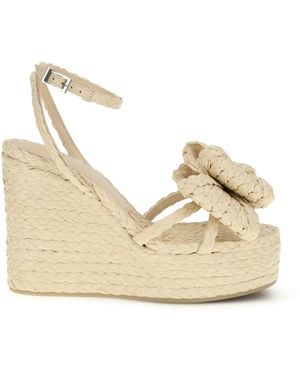 Mach & Mach Mach & Mach Le Cadeau Raffia Wedge Sandals - Natural