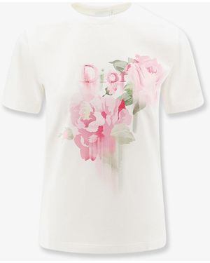 Dior Dior Cotton T-Shirt With Dior Painted Roses Print - Pink