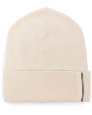 Brunello Cucinelli Knit Beanie With Monili in Beige Cashmere Brunello Cucinelli Preloved Knit Beanie With Monili Beige  main image 3