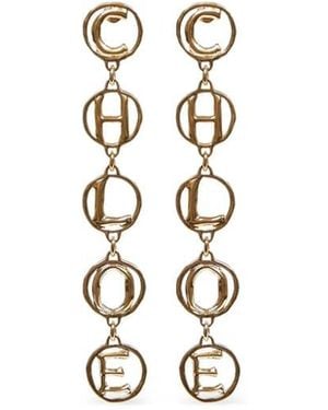 Chloé Hammered-Tone Letter Earrings Brass - Metallic