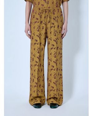 Dries Van Noten Floral Wide-Leg Pants - Yellow