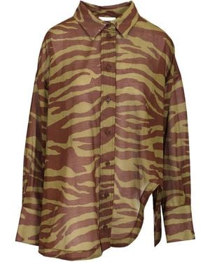 The Attico Zebra Print Shirt - Brown