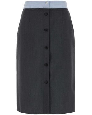 Prada Dark Wool Blend Skirt - Black