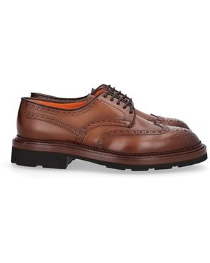 Santoni Brogue Derby Lace-Up Shoes - Brown