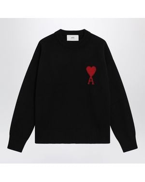 Ami Paris Ami De Coeur Virgin Wool Sweater - Black