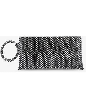 Tom Ford Aura Leather Clutch Bag With Snake Motif - Gray