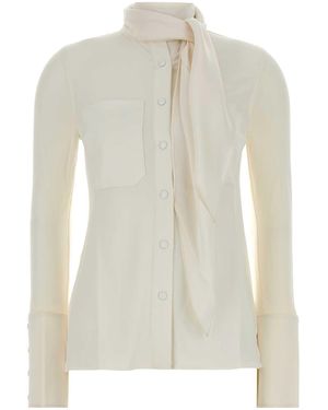 Courreges Satin Scarf Collar Mini T-Shirt - White