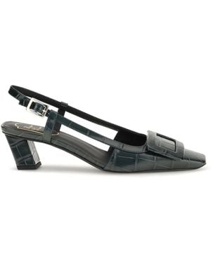 Roger Vivier Belle Vivier Croc-Effect Slingback Pumps - Green