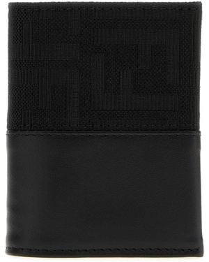 Fendi Jacquard And Leather Ff Card Holder - Black