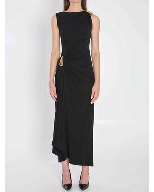 ワンピース Bottega Veneta Embellished stretch viscose blend dress BOTTEGA VENETA Cape-effect embellished one-shoulder crepe