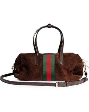 Gucci Web Detail Suede Leather Mini Bag - Brown