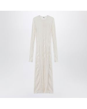TOTEME Light Apricot Crinkled Knit Dress - White