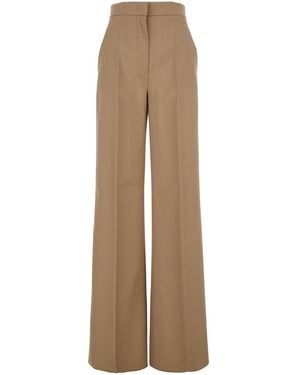 Max Mara 'Fernet' Pants With Wide Leg And Logo Lettering On The Rear - Natural