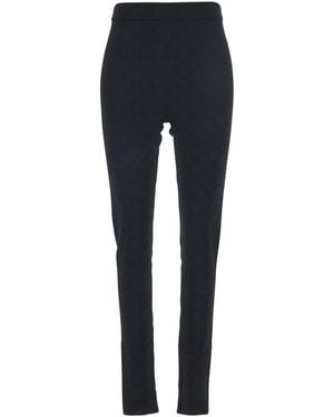 Gucci Leggings With Ribbed Waist And All-Over Gg Embroidery - Blue
