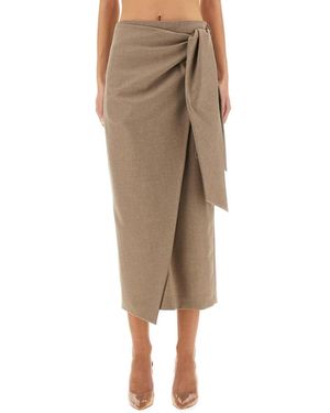 Max Mara Curzio Wool Wrap Skirt - Natural
