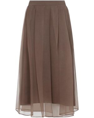 Brunello Cucinelli Sigaro Midi Voile Skirt - Brown