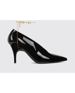 Gucci Leather Décolletté Pumps With Jewel - Black