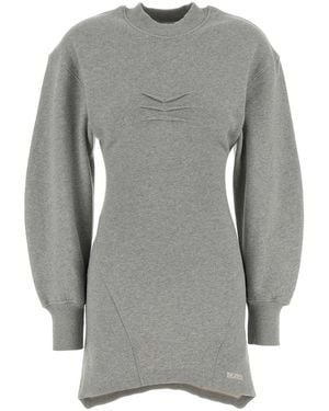 The Attico Melange Cotton Sweatshirt Dress - Gray