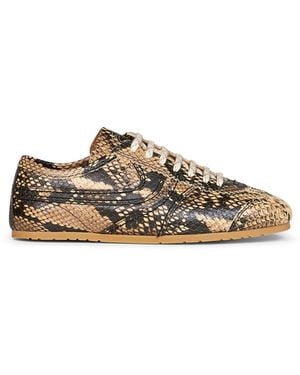 Dries Van Noten Snakeskin-Embossed Leather Sneakers - Metallic