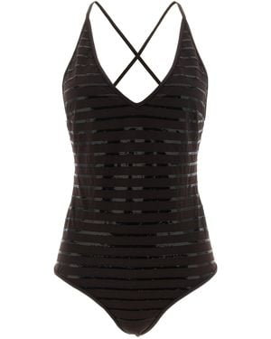 Brunello Cucinelli 'Dazzling Stripes' One-Piece Swimsuit - Black