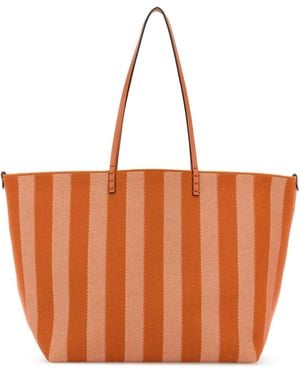 Fendi Embroidered Straw Large Roll Shopping Bag in Brown | Lyst
