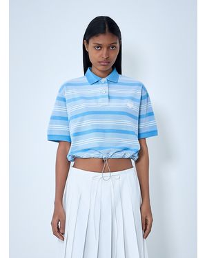 Prada Striped Polo Shirt With Drawstring Hem - Blue