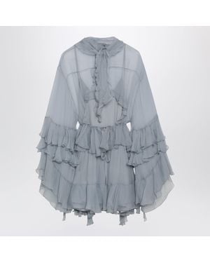 Chloé Powder Silk Mousseline Mini Dress - Blue